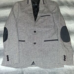 H&M Men's Gray Blazer with Black Accents